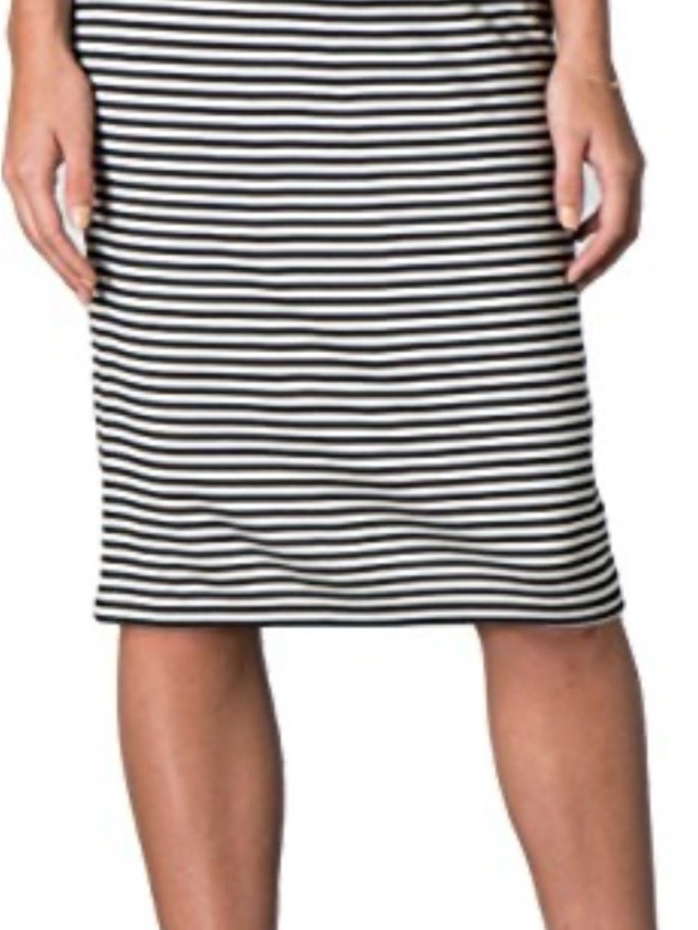 Toad&Co Transito Black and White Striped Pencil Skirt, small